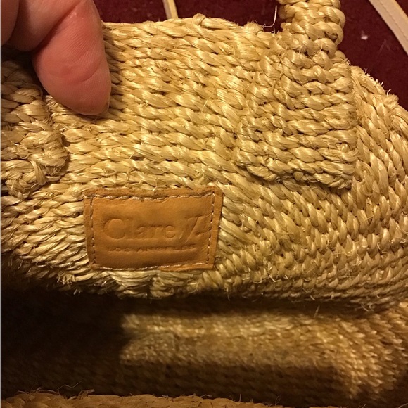 CLARE V ALICE CIRCLE STRAW BAG W STRAP TOP HANDLE GUC ANTHRO - Picture 4 of 4